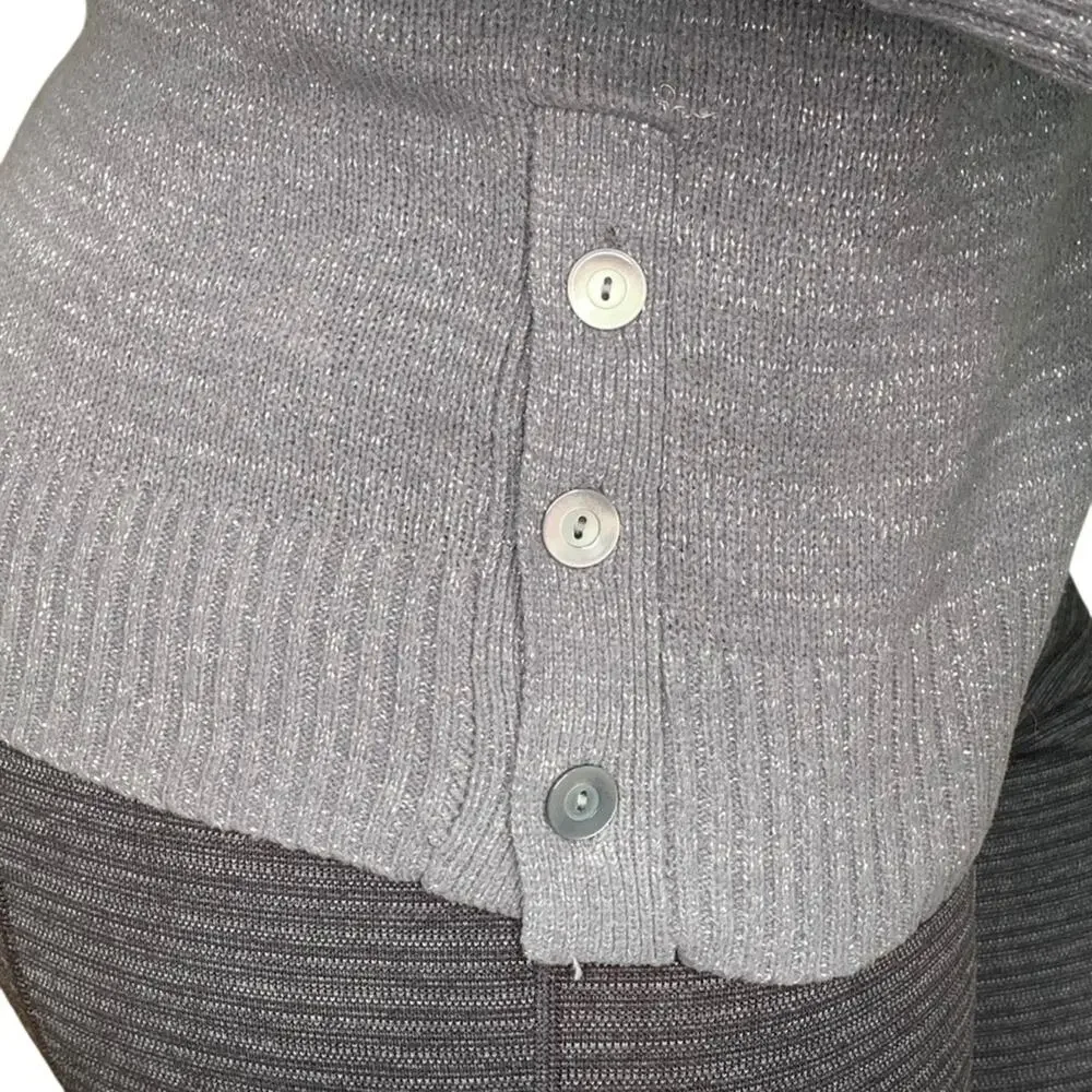 LC Lauren Conrad Turtleneck Sweater Long Sleeve Pullover Metallic Gray Size L